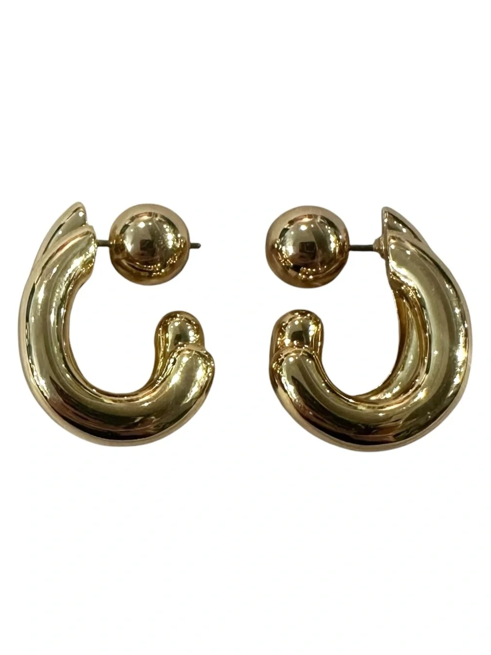 Jenny Bird Florence Gold Plated Steel Dual Hoop Earrings W/Box